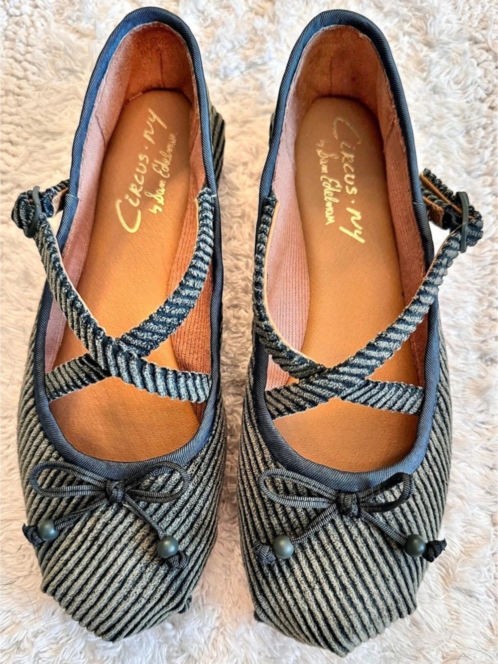 Circus by Sam Edelman Striped Ballet Flats in Vintage Teal Jade